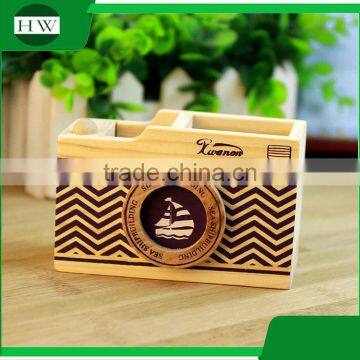 Multipurpose Wooden Cartoon Camera Penholder Storage Pen Container Case Box Holder photo-5