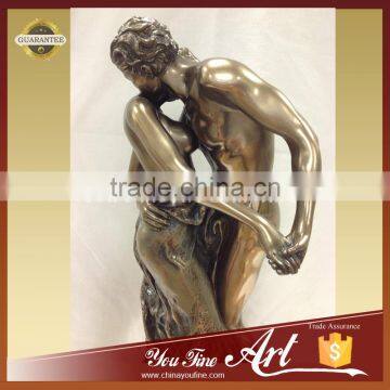 Naked Man Woman Kiss Bronze Sculpture photo-5