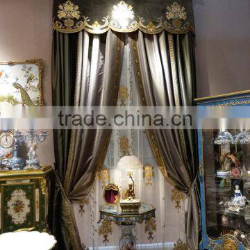 Italian-Style Emerald Green Soft Jacquard Door Curtain With Drape,Interior Classic Fashion Embroideried Blackout Window Curtain