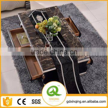 C384 Stainless Steel Marble Top Glass Coffee Table photo-2
