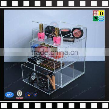 Large acrylic makeup drawer box plastic clear PMMA cosmetic organizer wholesale glass strong box from china manufacturer