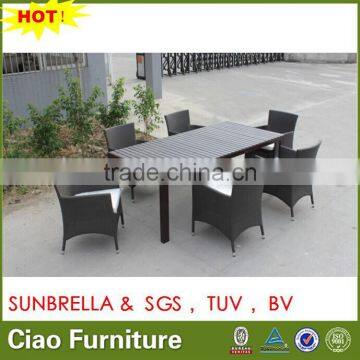 Outdoor PS wood top table with 6 chairs