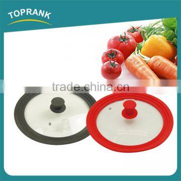 Custom Size Color Kitchen Cooking Lids Universal Silicone Edge Glass Pot Lid photo-3