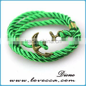 Custom Handmade Mens Genuine Braided Leather Stainless Steel Hook Anchor Bracelet photo-2