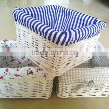 pure manual rect wicker basket with fabric