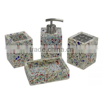 Hot sale Colorful Glass Splinter Concrete Bathroom Accessory Sets