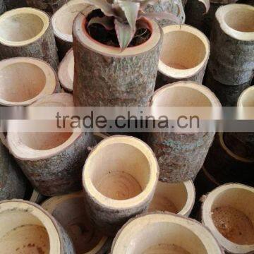 Natural Garden Decor Wood Planter Pots