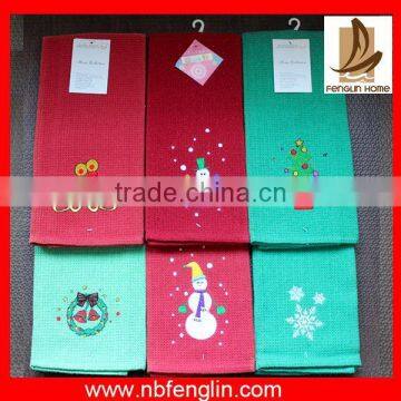 OEM Christmas design waffle cotton dyed bath towel