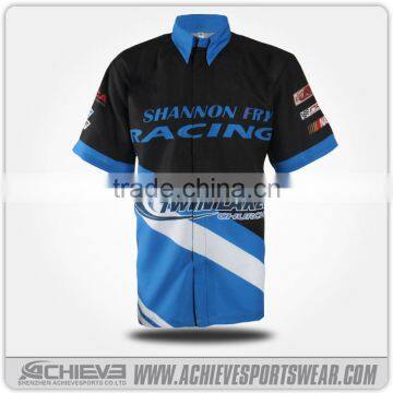 Wholesale custom 100% polyester sublimated motor cycling/auto racing shirts