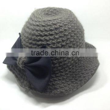 Fleece Crocheted Knit / Knitted Cap With Bowknot photo-4