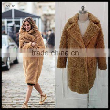 Comfortable Cheap High Quality Long Lamb Faux Skin Fur Coats