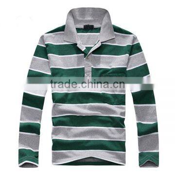 2016 Black and White Horizontal Bands Hot Sale Long Sleeve Men's Polo Shirt photo-6