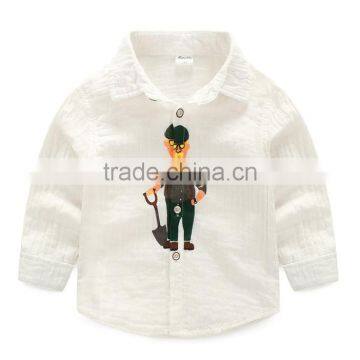 Boys long sleeve gauze shirt with print carton grand old man