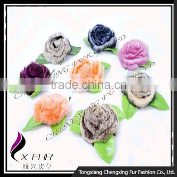 CX-A-33 High Quality Genuine Rex Fur Flower Decoration Brooches Pin