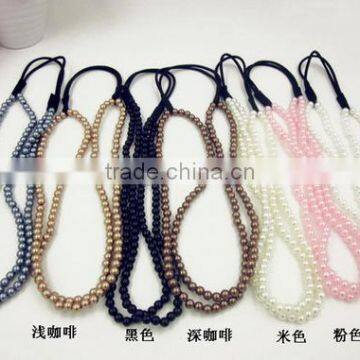 Mix colors handmade pearl beads headbands new design imitation pearl rubber band hair jewelry for women