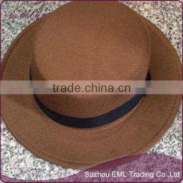 Winter Women Flat Top Woolen Fedora Hat photo-6