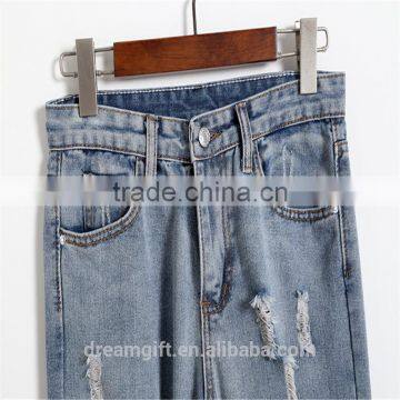 Simple Clothing Hole Torn Female Jeans Women's Cool Denim Pants Straight Jeans for Girl Destroyed Casual Pants photo-3