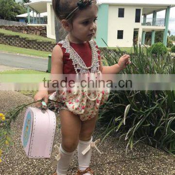 vintage romper floral bottom baby romper clothes boutique girl clothing