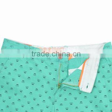 Twill Washed Out Classic Loose Green Chino Shorts For Men photo-5