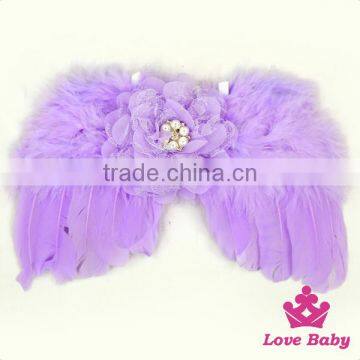 FZSP021 Yiwu Lovababy Wholesale Pink Feather Wings With Headband Adorable Baby Small Feather Angel Wings photo-3