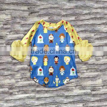 Wholesale Baby Clothes Ruffle Raglan Baby Icing Ruffle Top With Bunny Printed photo-3