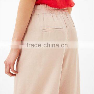 Casual Loose Wide Leg Tall Sateen Pink Slacks Pink Dress Pants Womens photo-4
