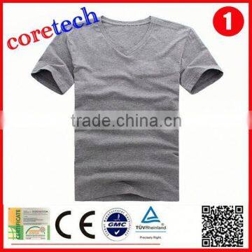 Plain Blank Mens Slim Fit V-neck T-shirt Factory photo-3