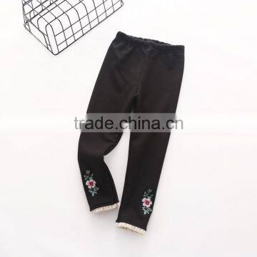 Winter Solid Color Embroidery Fleece Leggings for Kids Girls photo-4