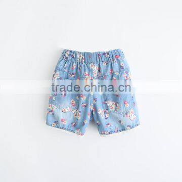 Wholesale Full Printing Cotton Summer Girls Denim Shorts photo-2