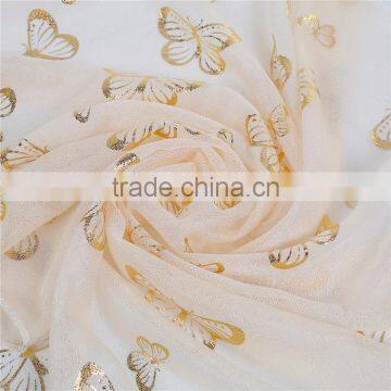 Imitation Silk Scarves & Wraps Rectangle Golden Beige Butterfly Yiwu Scarf photo-3