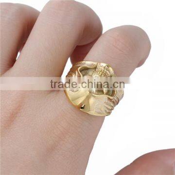 Titanium Steel Unadjustable Rings Gold Plated Skull photo-3