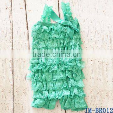 Bulk Wholesale Infant Clothing Trendy Newborn Baby Girls Green Lace Ruffle Petti Rompers IM-BR012