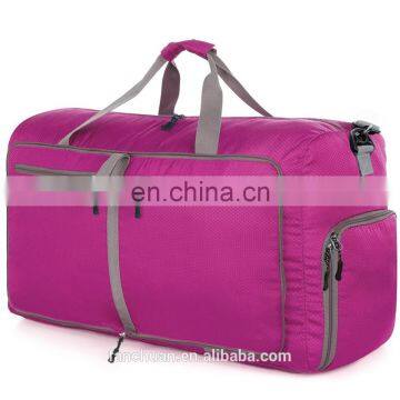 Fushcia Foldable Waterproof Nylon Tear Resistant Duffle Bag
