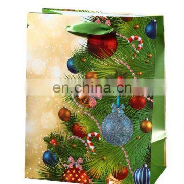 2012 eco-friendly high quality christmas gift paper bag with ribbon handles