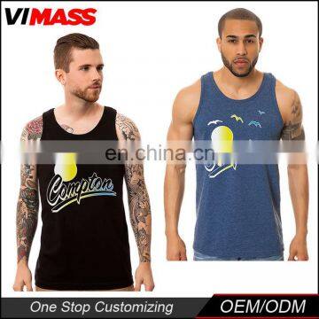 Custom Printed Logo Cotton Mens Gym Sports Tank Top