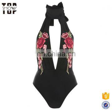 OEM Embroidery Swimsuit Cover up Black Swimsuit photo-2