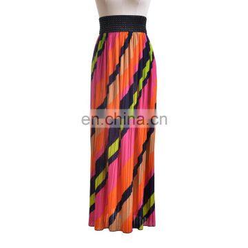 Women latest fashion women ice silk pleated long skirt