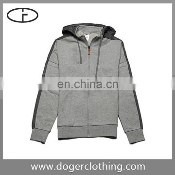 2016 good quality top sale grey color sports zipper sweatshirts with hoodie