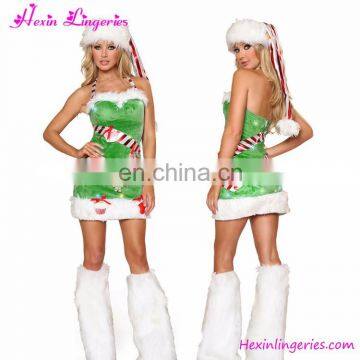 Drop Free Shipping Green Winter Women Christmas Elf Costumes photo-4