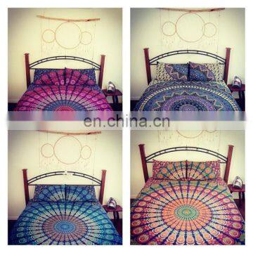 Indian Mandala Duvet Cover Ethnic Mandala Quilt Covers Hand Screen Printed Doona Cover Blanket With Pillow Cover