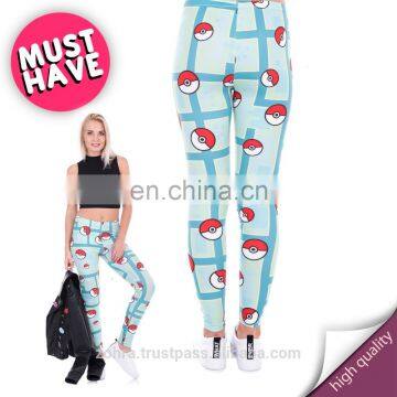 Poke go casual fabric yoga high quality jogging pants girls fitness printed elastic leggings for woman