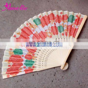 A-F02 Flowers printed hand fans wedding favours