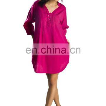 OEM fancy fashion dress pink color woman tunic plain dress 2016 brazil