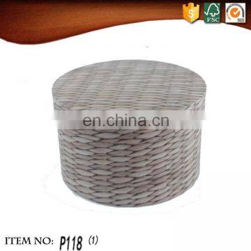 Round Retro Weave Bamboo Decorative Pattern Cardboard Storage Toy Gift Box