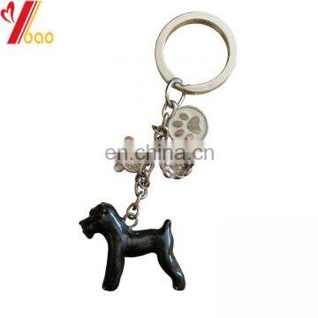 HOT SALE free stock Mold metal black color pet DOG Keychain for Christmas Day promotion gifts