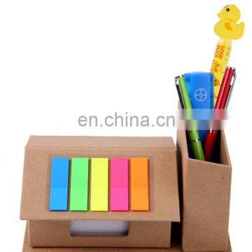 Recycled pocket sticky Notepad stationery set with pen holder for office and promotion