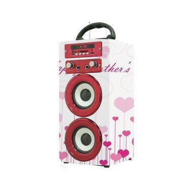 Christmas Gifts Promotion Party Speaker Outdoor Wooden 1000MAH Battery OEM/ODM With TF Card/AUX/FM Radio Stereo Music System photo-4