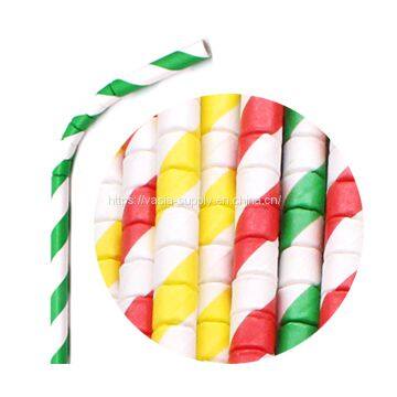 Biodegradable Paper Straws - Mixed Colors Rainbow Stripe Paper Drinking Straws for Juices, Shakes, Smoothies, Party Supplies Decorations