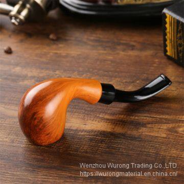 150mm Length Wooden Resin Short Tobacco Pipe With Yelllow Solid Wood Bending Head for Smoking photo-5