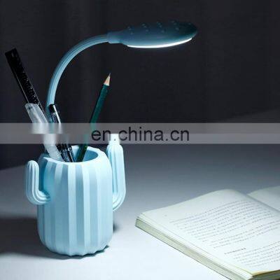 2020 Amazon home decoration reading USB rechargeable led table lamp desk with  brush pot